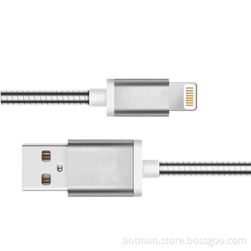 usb data cable stainless steel wire phone cable charger usb cable bulk for sale